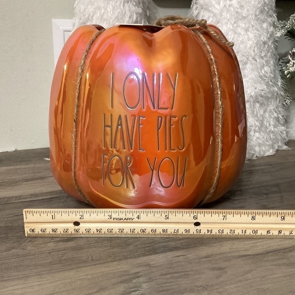 Rae Dunn I ONLY HAVE PIES FOR YOU ORANGE LUSTRE CERAMIC PUMPKIN PLANTER - Picture 9 of 11